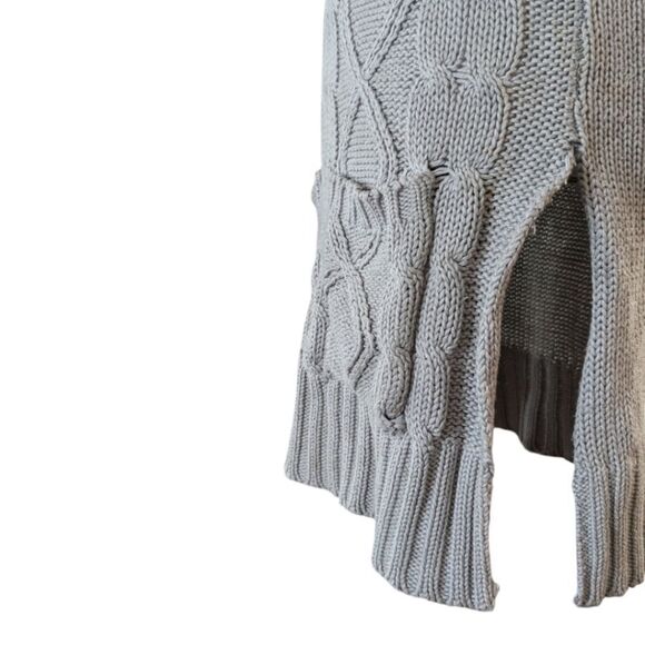 Grey Hooded cable knit sweater dress tunic size s - Picture 2 of 4